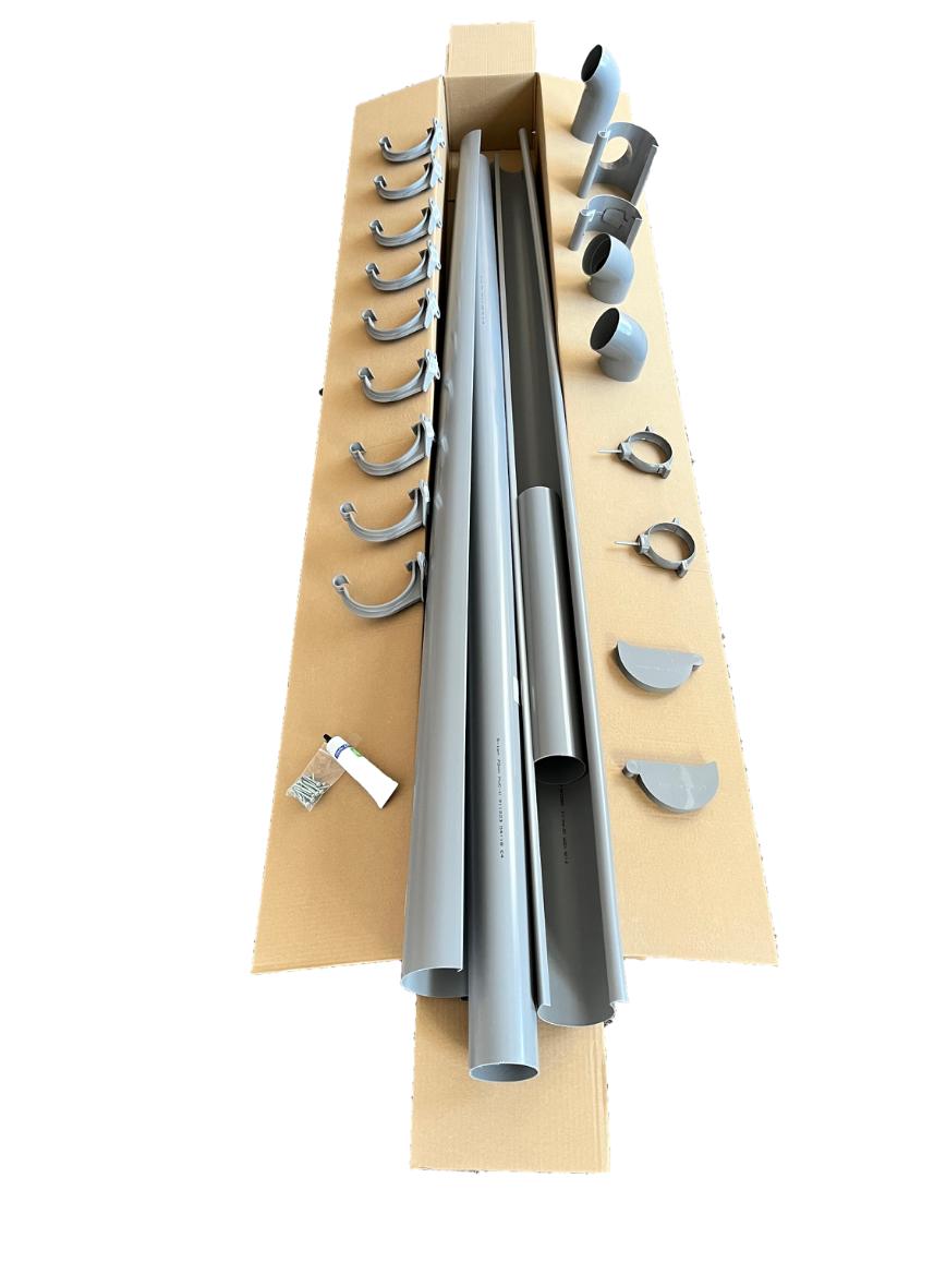 RODENA Komplett plast takrennesett, Grå