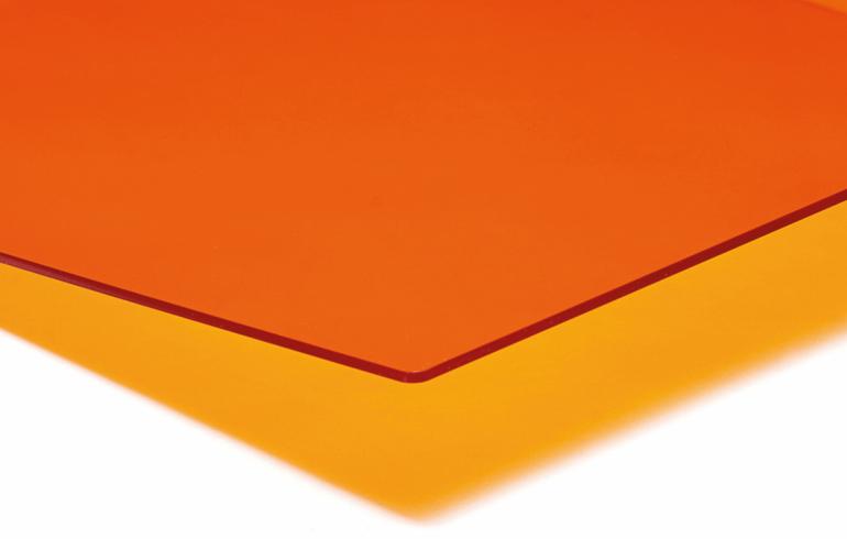 PLEXIGLAS® GS, Oransje gjennomsiktig, LT 39%, 2030mm x 3050mm x 3,0mm
