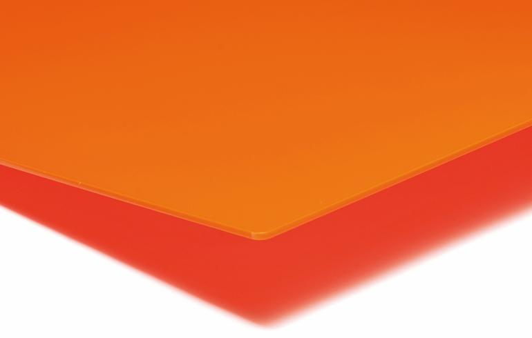 PLEXIGLAS® GS, Oransje delvis gjennomsiktig, LT 6%, 2030mm x 3050mm x 3,0mm