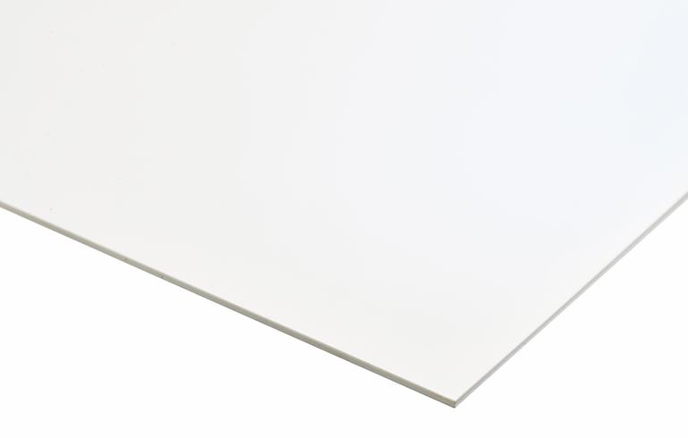 Polystyrenplate, Hvit blank/matt, 1006mm x 1406mm x 1mm